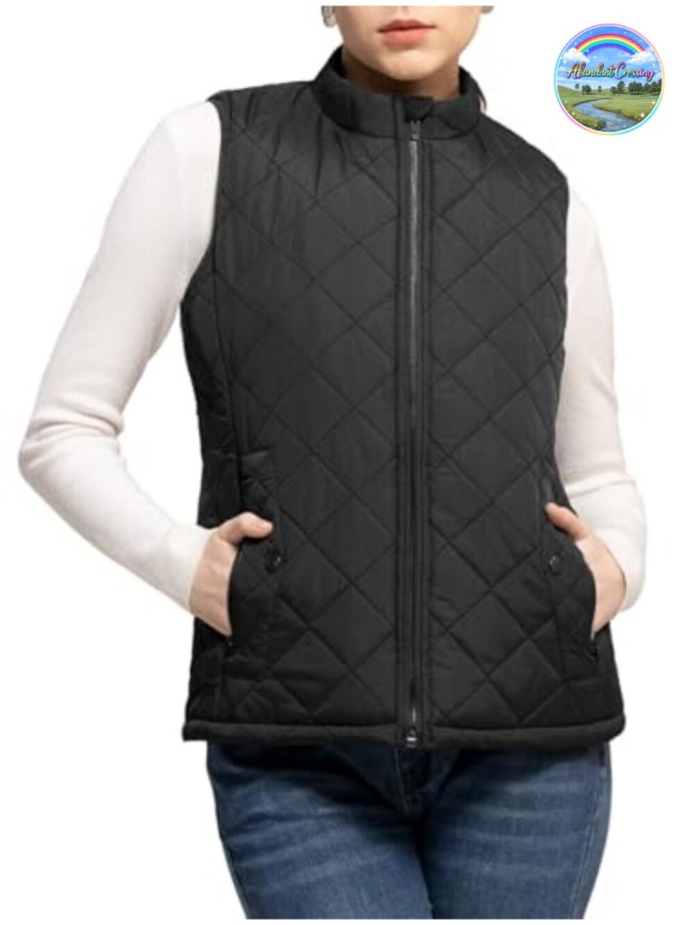 Quilted Puffer Water-Resistant Zip Vest with Pockets